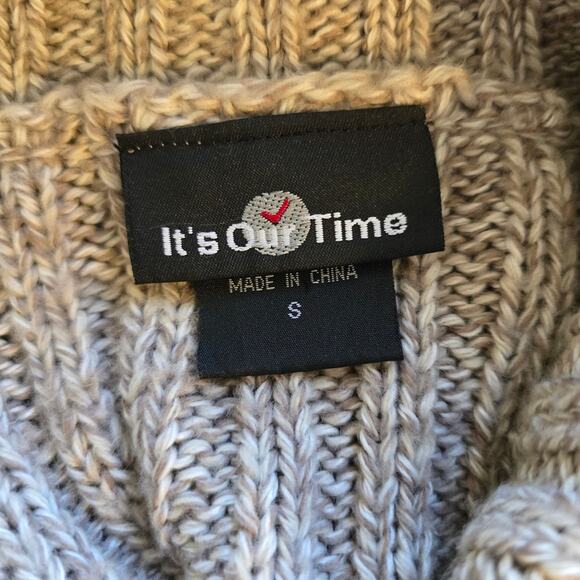 M It's Our Time Knit Long Cardigan with Wooden Buttons Y2K Women's Size S Taupe - Picture 9 of 10